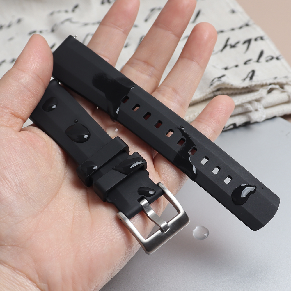 FKM Rubber Watch Strap with Stainless Steel Pin Buckle Quick Release Waterproof Watch Band Factory OEM ODM Wholesale