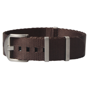OEM Brown Seat Belt Nylon Watch Bands with Brushed Hardware Square Keeper without Dye Fee