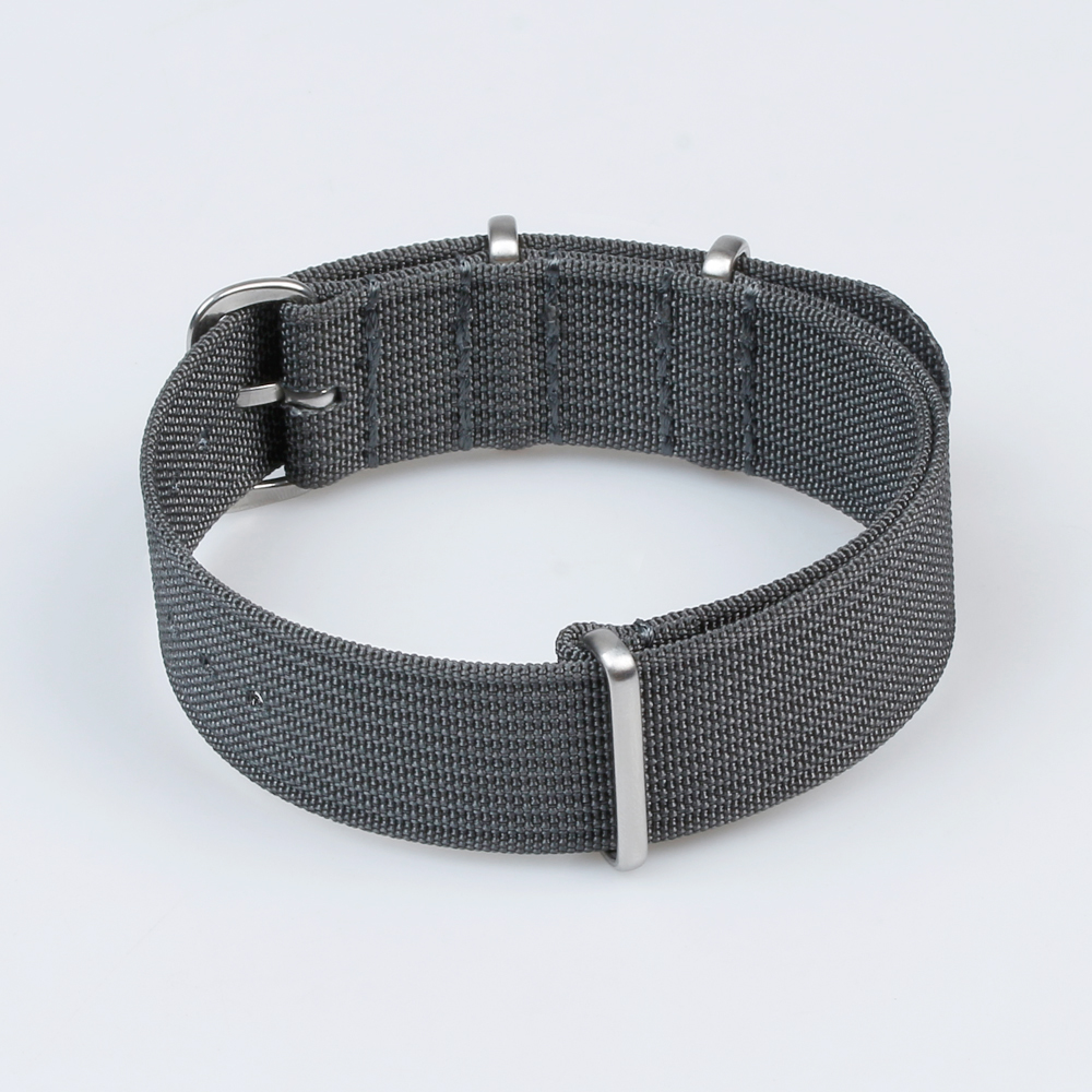 Custom New Ribbed Nylon Watch Strap Gray Color in 20mm 22mm with NATO Band Brushed Hardware for SEIKO