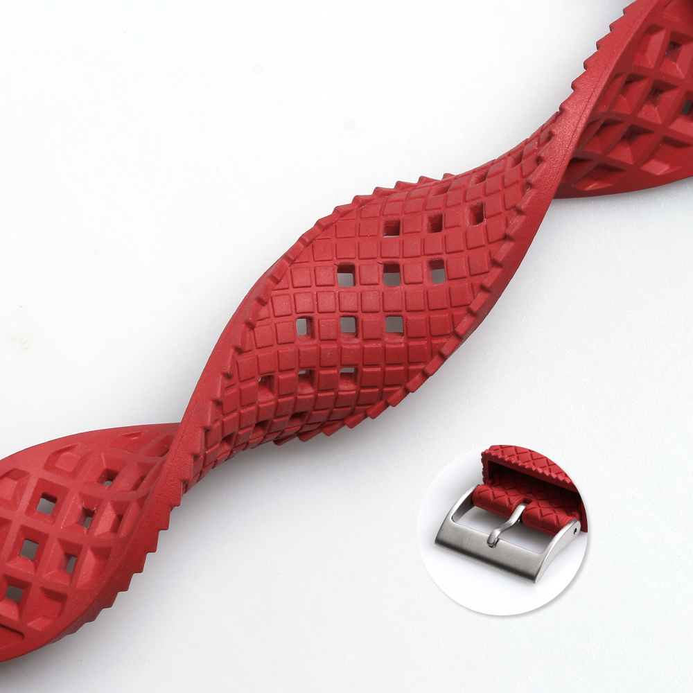 Custom High Quality Red Fluorine Rubber Watch Straps FKM Watch Band for Rolex Watches Brand From CONKLY Watch Straps Factory