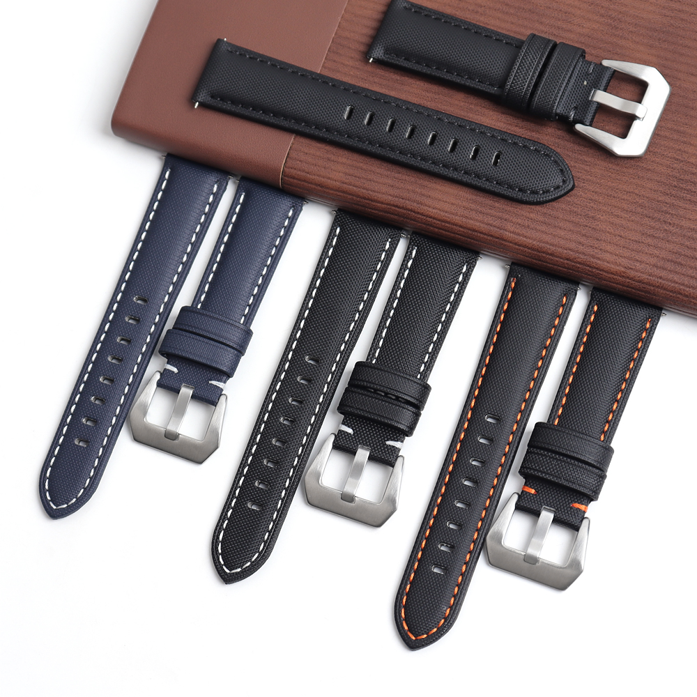 CONKLY OEM Sailcloth Watch Band with Brushed Heavy Buckle with New Material in 20mm-22mm-24mm for Watches