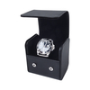 Wholesale OEM Black Leather Single Watch Travel Case with Dual Snap Fasteners