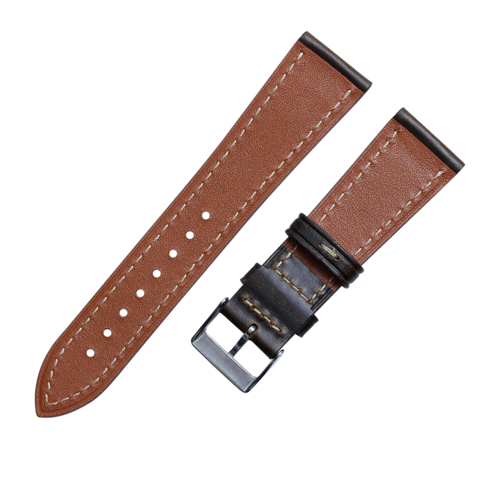 CONKLY-OEM Dark Brown Italian Oil Wax Leather Handmade Leather Watch Band in 20mm 18mm Adaptation with Iwatch Connector 40mm 44mm