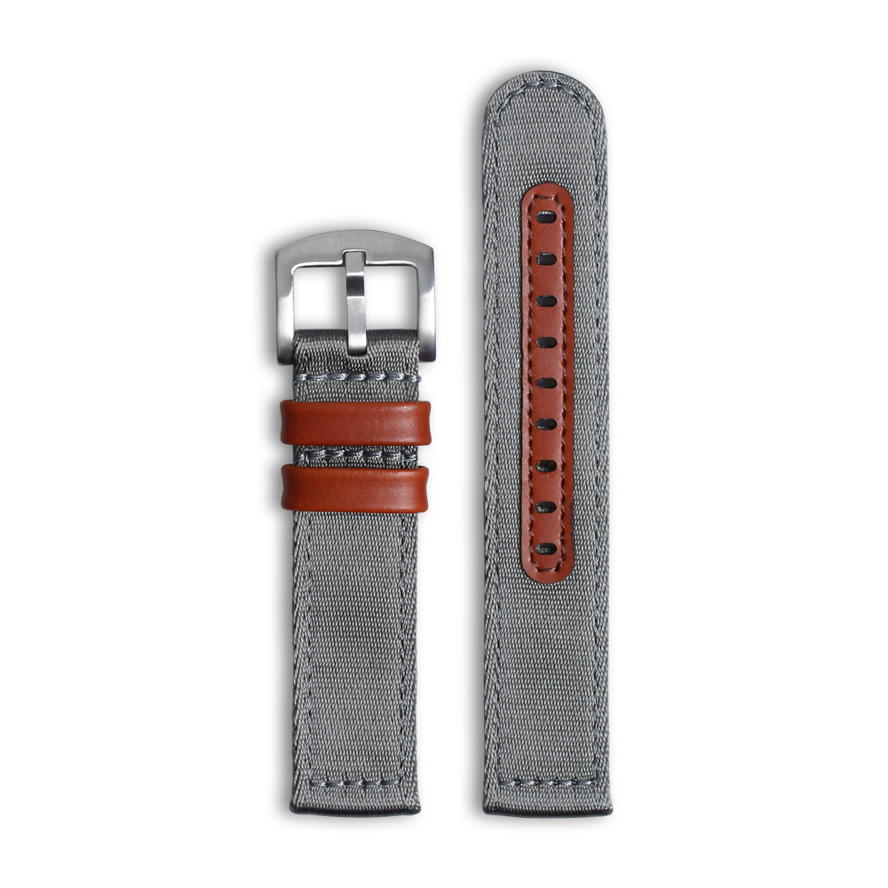 CONKLY Hybrid Watch Strap Nylon And Leather Watch Bands with Brushed Heavy Buckle in 18mm 20mm 22mm for OMAGE And Seiko