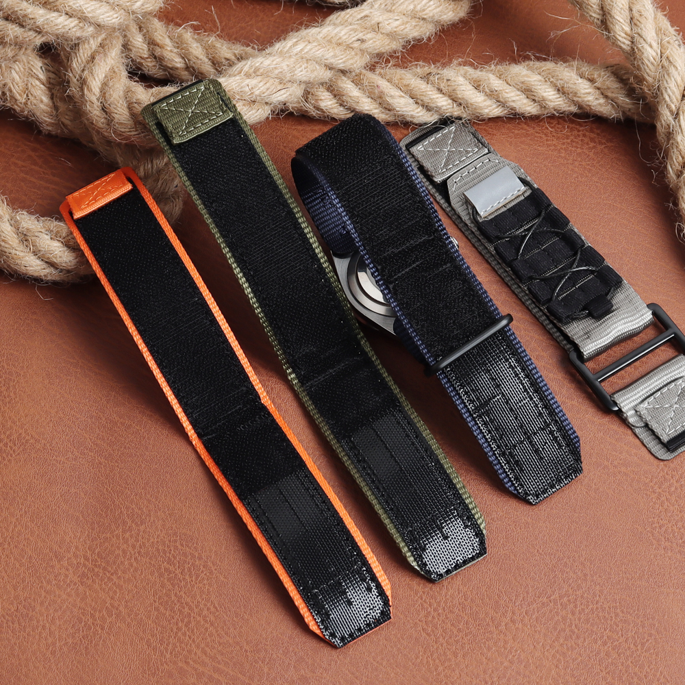 OEM Hot Sell Orange Green Velcro Watch Bands Design in 22mm for Watch Brands