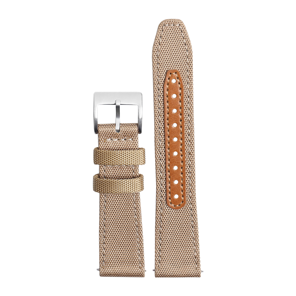 CONKLY Wholesale Sailcloth Watch Band with Heavy Pin Buckle with Leather Pad in 20mm-22mm-24mm