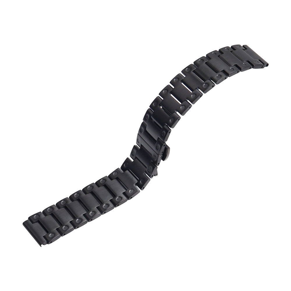 OEM Wholesale Universal 3-Link Flat End Metal Watch Strap with Push-Button Butterfly Clasp