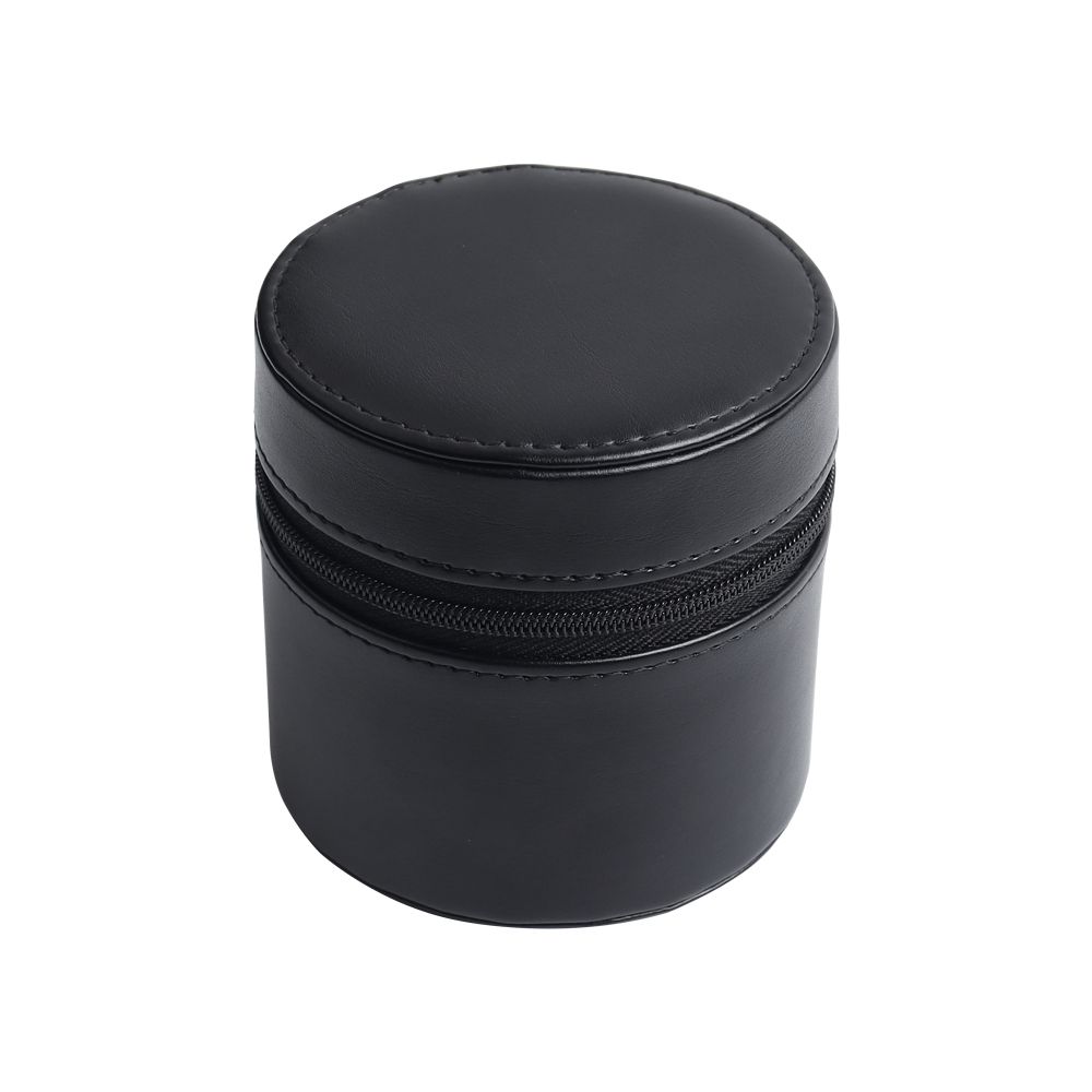 OEM Round Leather Single Watch Pouch Cylinder Case with Plush Pillow