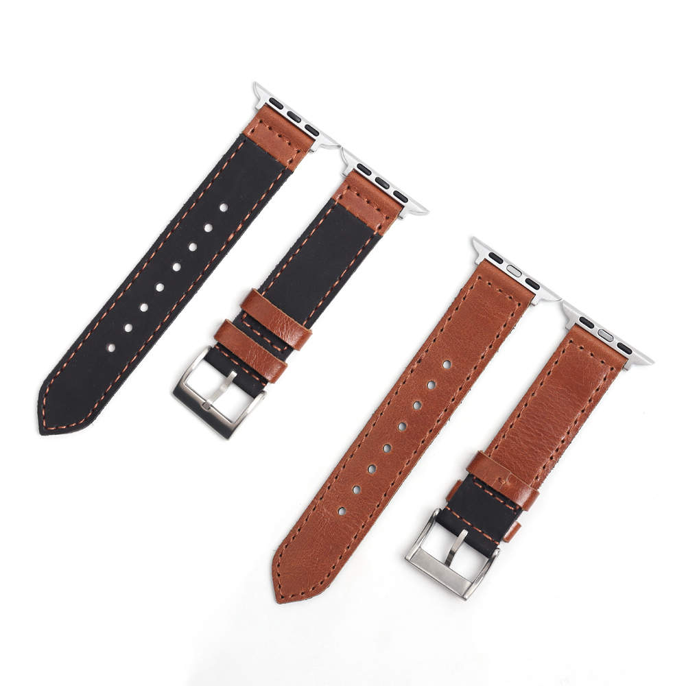 Premium Two-Tone Genuine Leather Strap Compatible with Apple Watch - Wholesale Custom B2B Edition