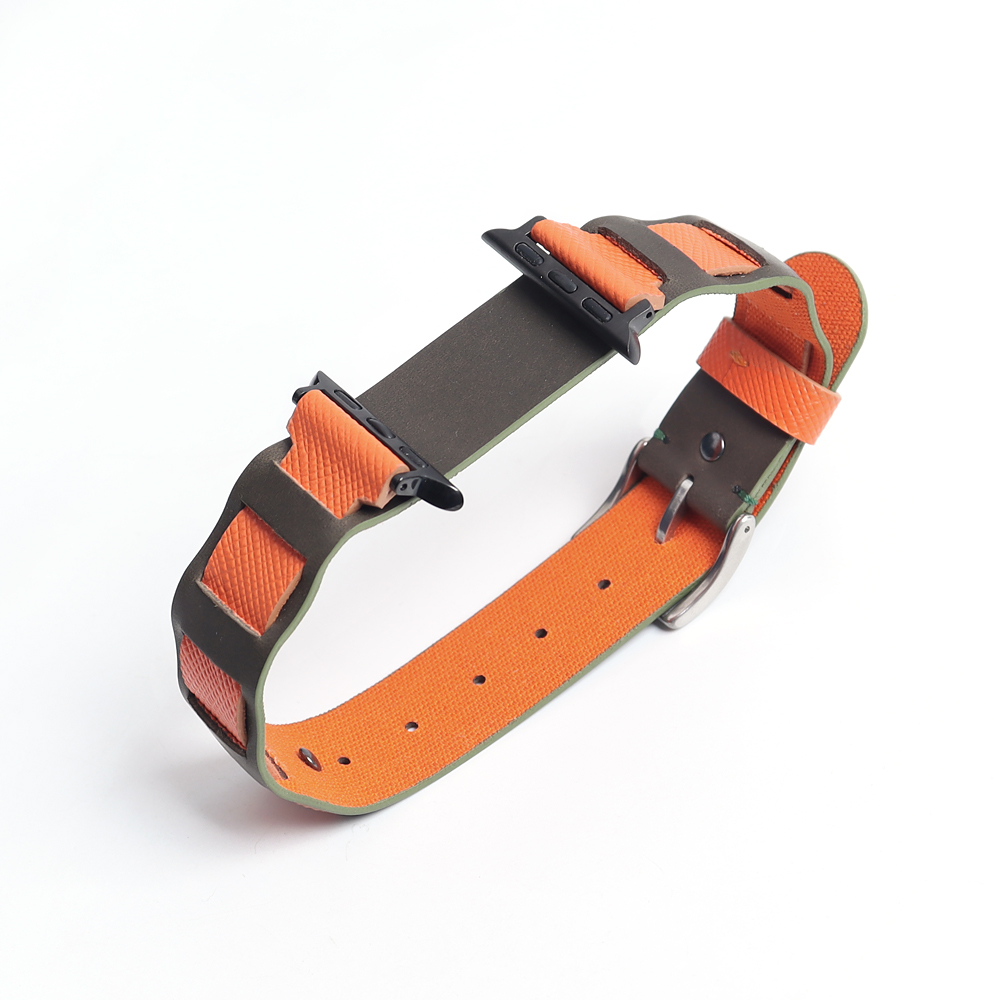 Innovative Layered Overlay Genuine Leather Strap for Apple Watch - Designer Single Tour Cuff Band - Wholesale Custom B2B Edition