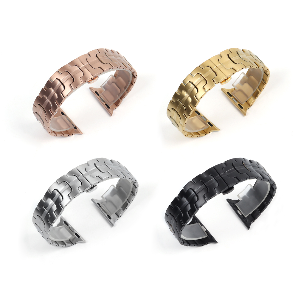 Luxury 304L Stainless Steel Metal Link Bracelet for Apple Watch - Integrated Connector Design - Wholesale B2B Custom Edition