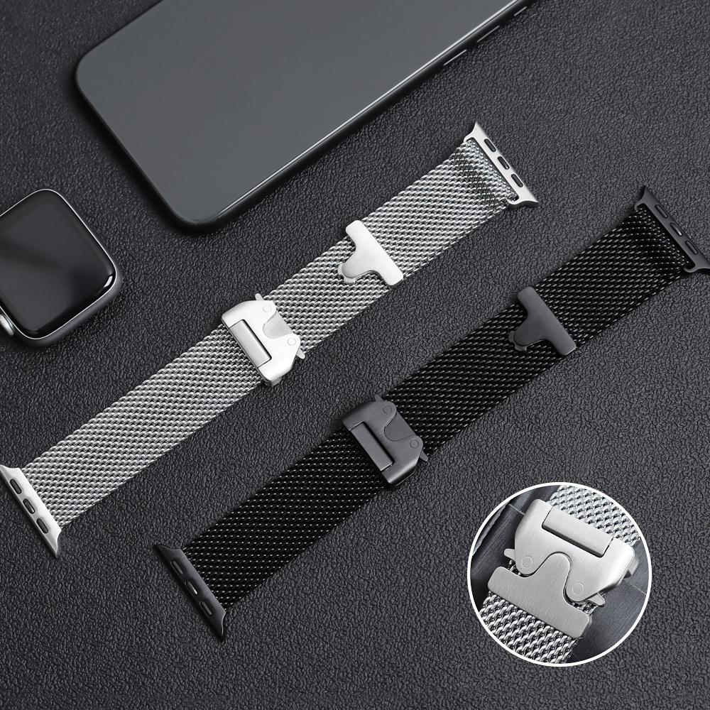 Wholesale 304L Stainless Steel Milanese Mesh Strap for Apple Watch - Premium Metal Loop with Deployment Clasp - B2B Bulk Supply