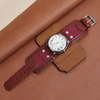 Custom Heavy-duty Canvas And Leather Bund Watch Strap Retro Rivet Padded Wide Cuff Watch Band for Men