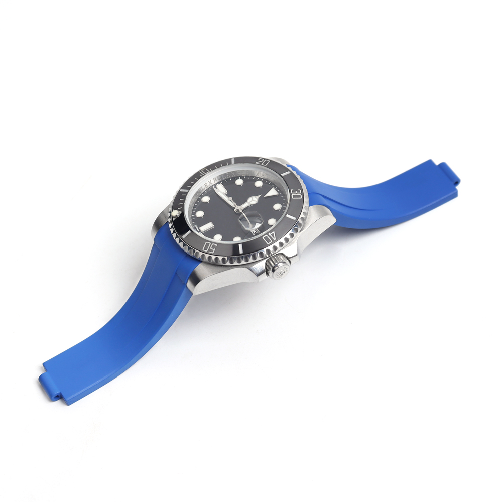 Curved End FKM Rubber Watch Strap Compatible with Rolex Submariner 20mm B2B Wholesale