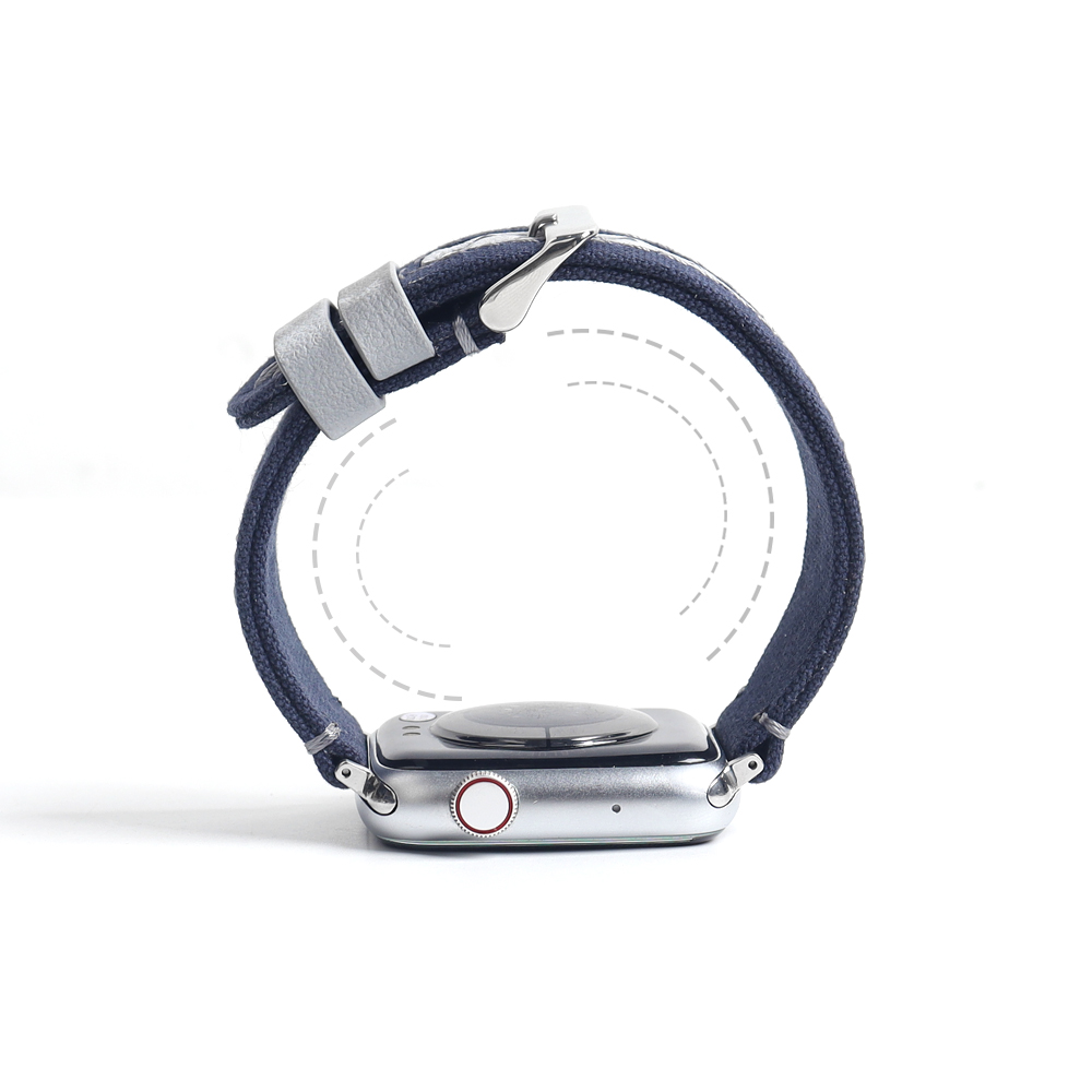 CONKLY Vintage Canvas Apple Watch Band 20mm 22mm 24mm Leather Hole Accent Custom Color Hardware OEM