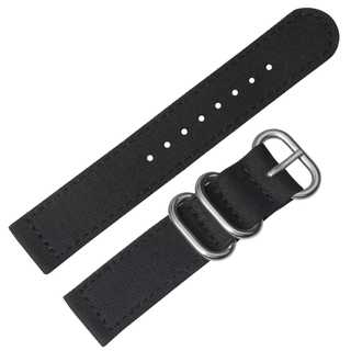 2 Piece of Black Canvas Zulu Watch Straps with Polished Zulu Buckle