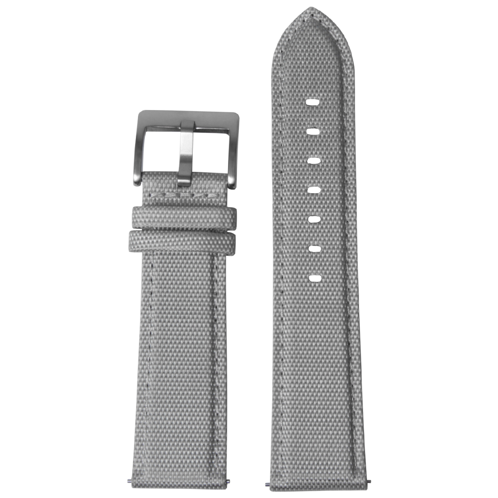 2 Piece of Gray Sail Cloth Watch Band with Brushed Buckle Nylon And ...