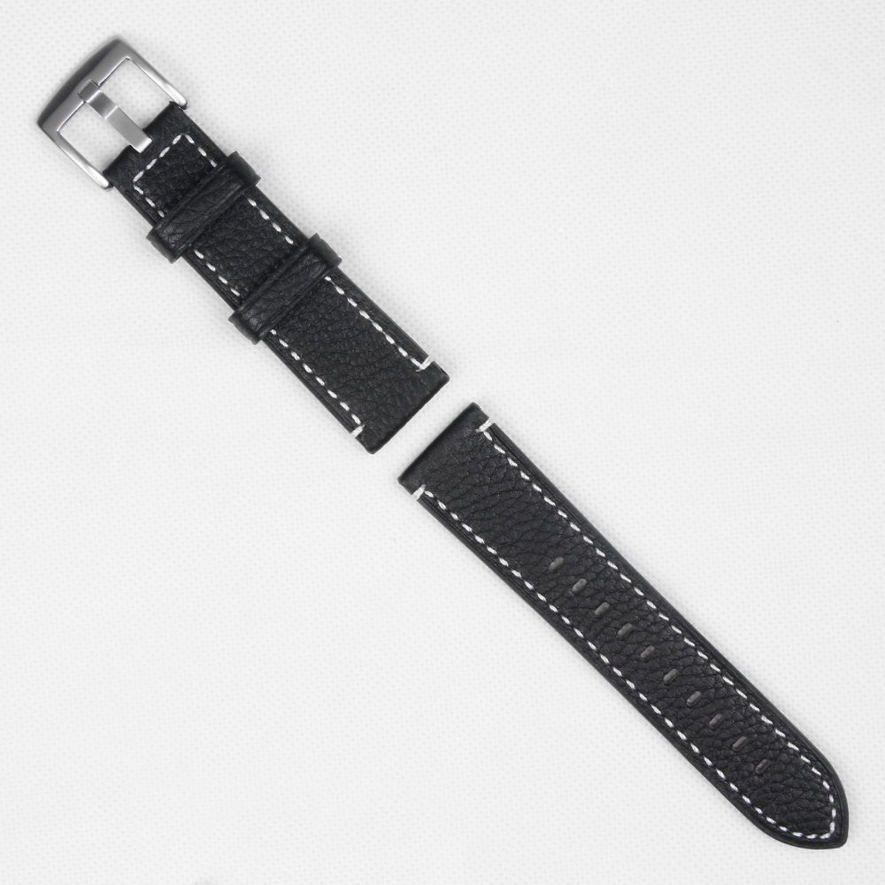 Custom 2 Piece of Black Genuine Leather Watch Band For Watches Company