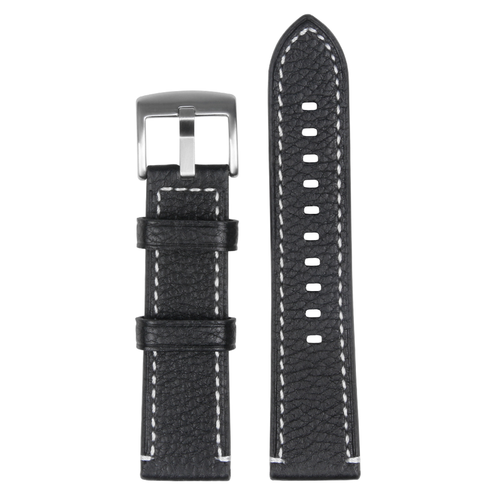 Custom 2 Piece of Black Genuine Leather Watch Band For Watches Company