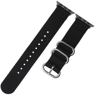 OEM Black 2 Piece of Nylon Zulu Watch Straps for Apple with Brushed Hardware in 42mm 38mm with Connector