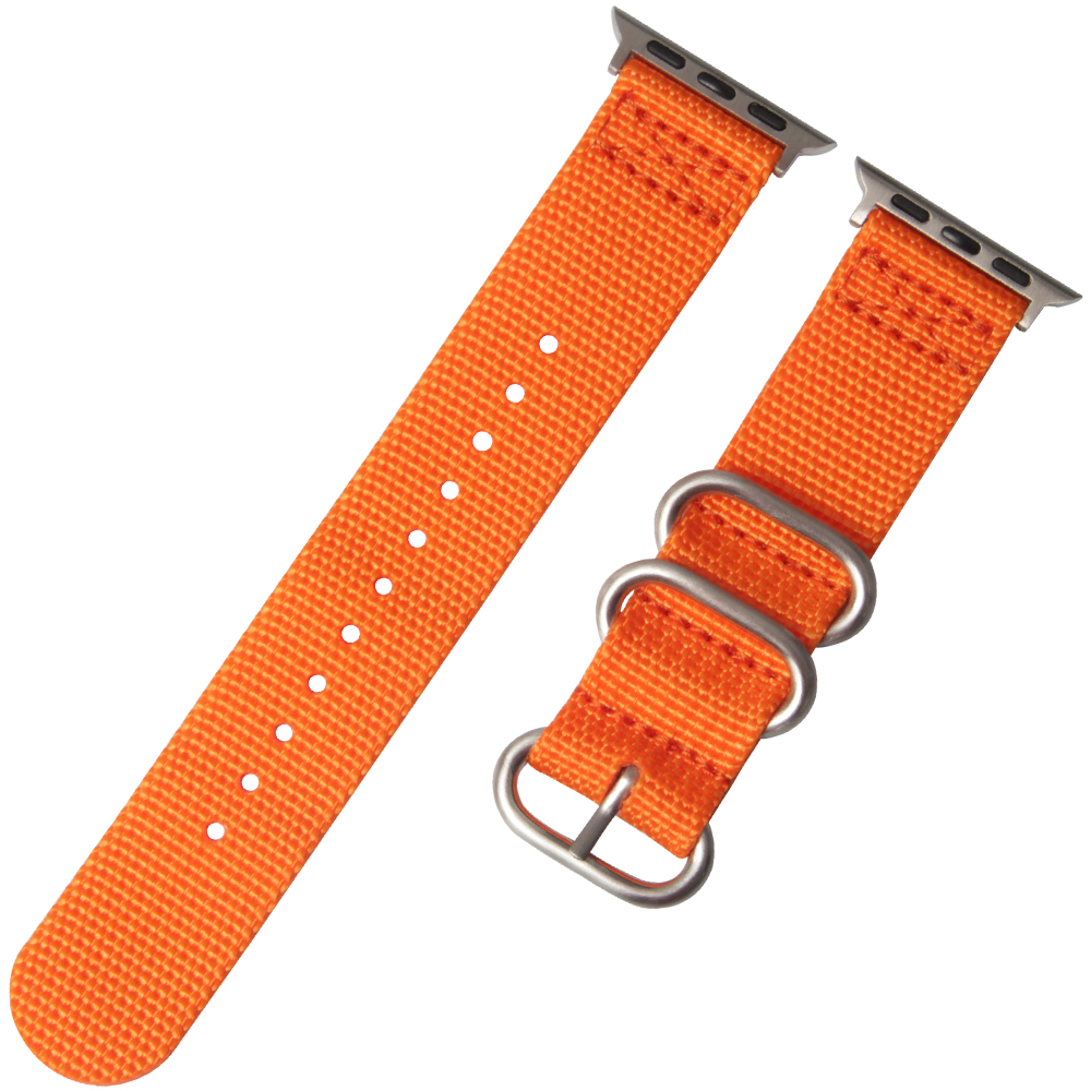 Custom Orange 2 Piece of Nylon Zulu Watch Straps for Apple with Brushed ...