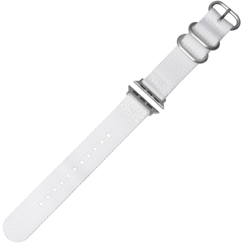 White 2 Piece of Nylon Zulu Watch Straps for Apple with Brushed Hardware And Connector