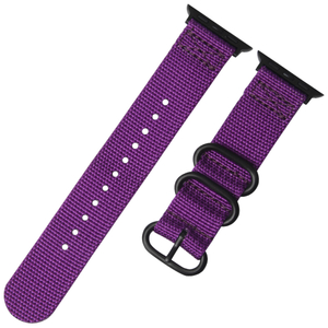 Factort Letout Purple Nylon ZULU Strap for Apple Watch with Black PVD Hardware in 42mm 38mm