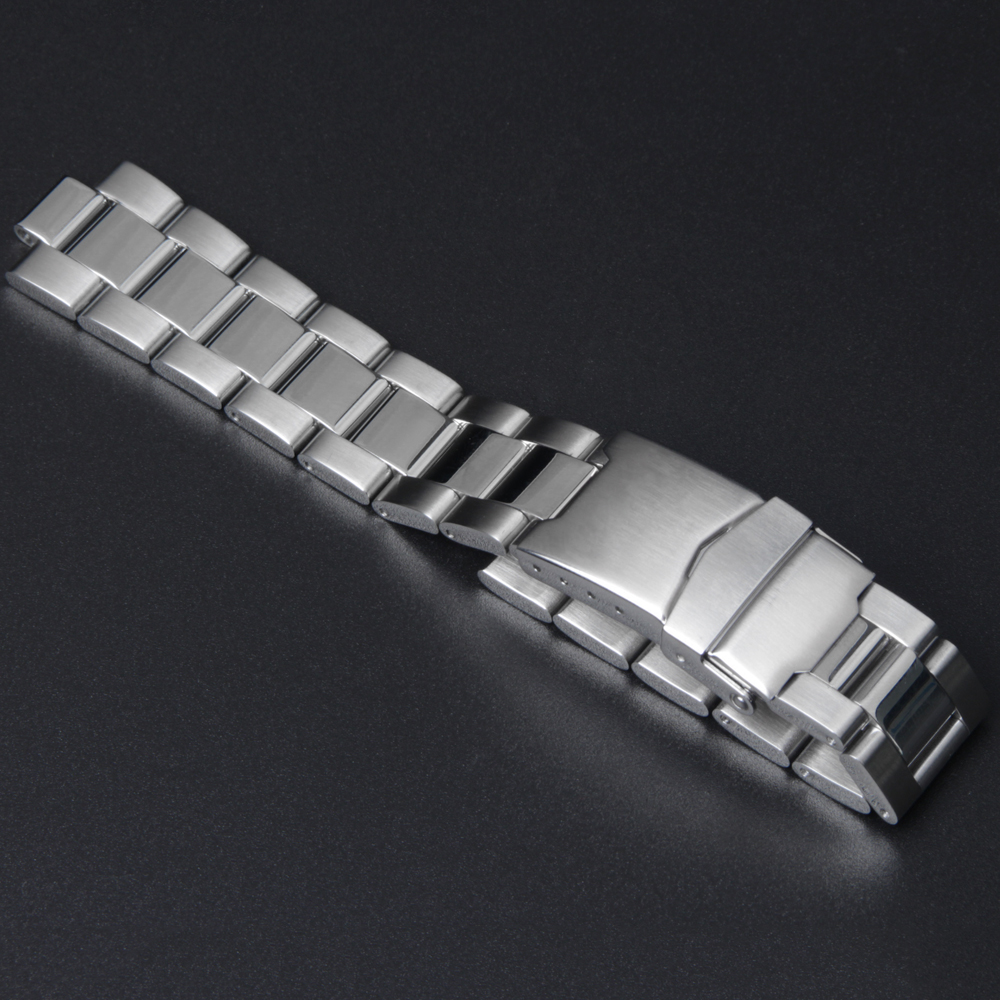 22mm Brushed Engineer Solid Link 316l Stainless Steel Watch Bracelet Band