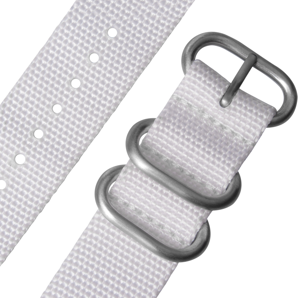 White 2 Piece of Nylon Zulu Watch Straps for Apple with Brushed Hardware And Connector